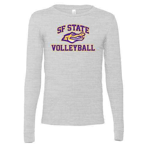  Bella + Canvas Ash Grey Jersey Cotton Long Sleeve T Shirt - SF State Volleyball
