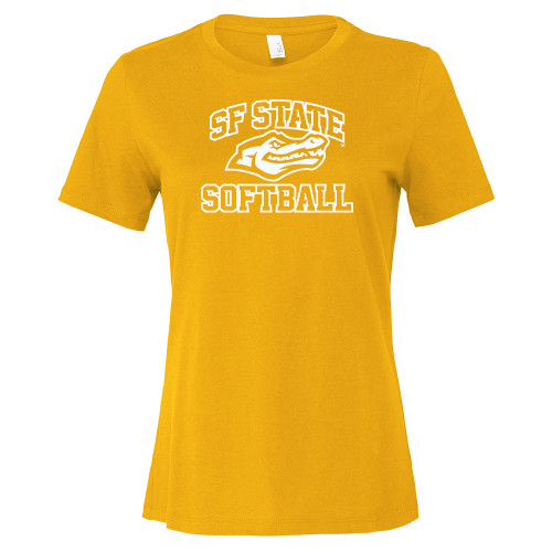  Bella + Canvas Womens Gold Relaxed Cotton T Shirt - SF State Softball