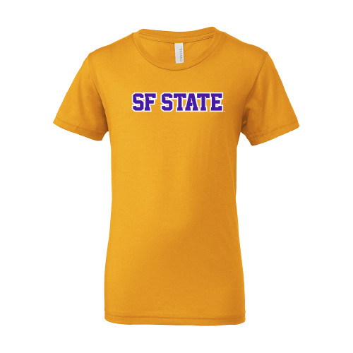  Bella + Canvas Youth Gold Jersey T Shirt - SF State Wordmark