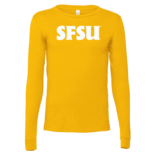  Bella + Canvas Gold Jersey Cotton Long Sleeve T Shirt - SFSU Wordmark