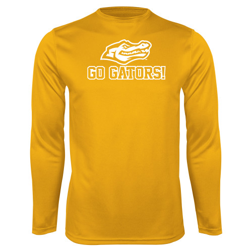  Gold Performance Long Sleeve Shirt - Go Gators with Gator Head
