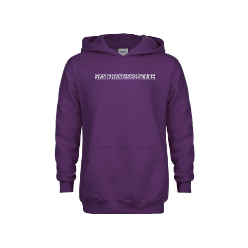  Youth Purple Fleece Hoodie - San Francisco State Wordmark