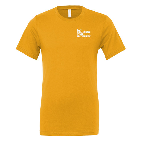  Bella + Canvas Gold Jersey Cotton T Shirt - San Francisco State University Seal Wordmark Stacked