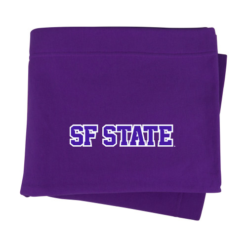  Purple Sweatshirt Blanket - SF State Wordmark