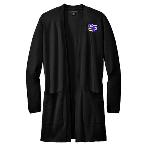  Mercer + Mettle Womens Black Open Front Cardigan Sweater - SF Monogram