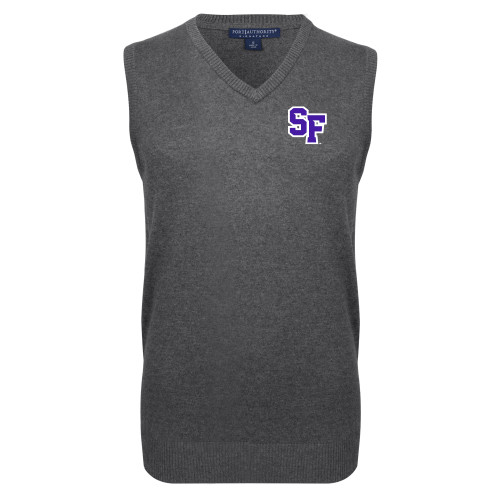 Charcoal VNeck Sweater Vest - SF Monogram