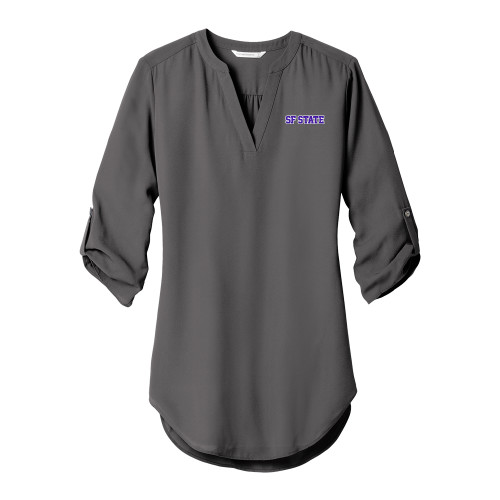  Womens Grey 3/4 Sleeve Tunic Blouse - SF State Wordmark