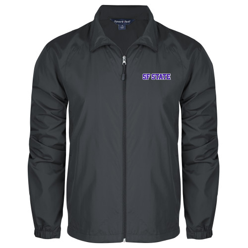  Charcoal Full Zip Wind Jacket - SF State Wordmark