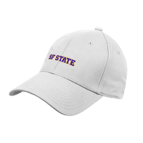  White Structured Adjustable Pro Style Hat - SF State Wordmark
