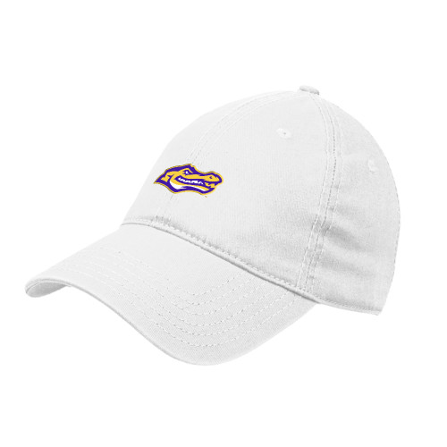  White Unstructured Adjustable Low Profile Hat - Gator Head