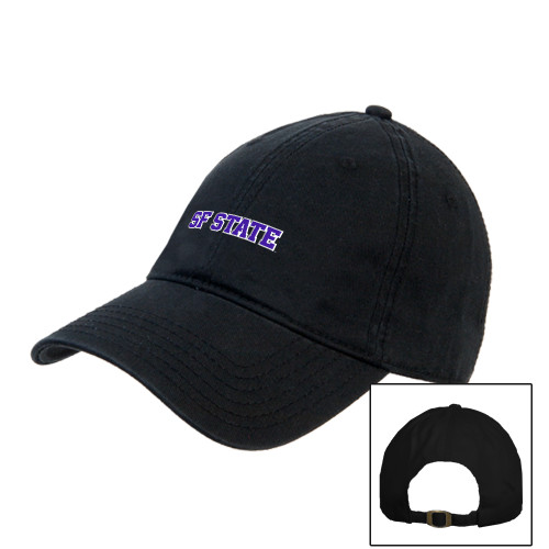  Black Unstructured Adjustable Low Profile Hat - SF State Wordmark