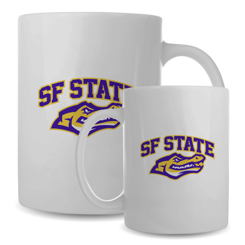  Full Color White Mug 15oz - SF State with Gator Head