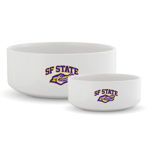  Ceramic Dog Bowl - SF State with Gator Head