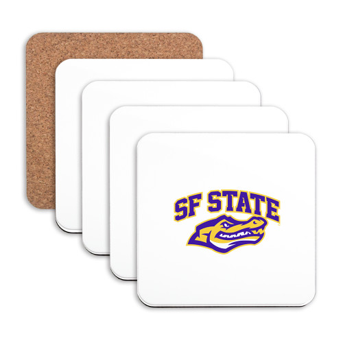  Hardboard Coaster w/Cork Backing 4/set - SF State with Gator Head