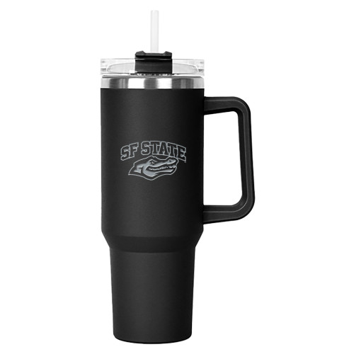 San Francisco State Hippo Black Mug & Straw Lid with Twist Closure 40 oz