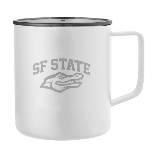  Rover Camp Vacuum Insulated White Mug 14oz - SF State with Gator Head Engraved