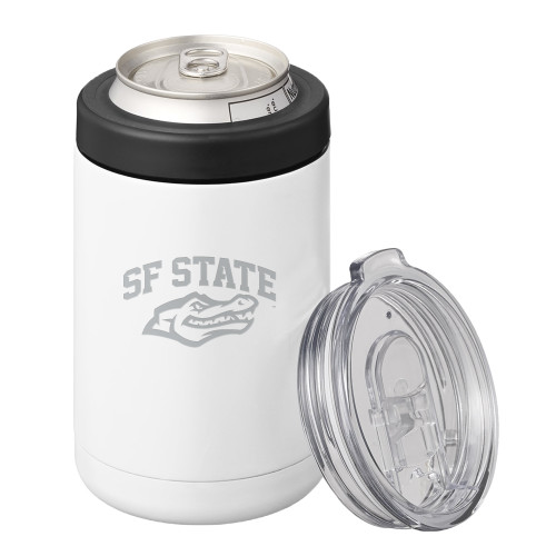  2 in 1 White Can Cooler Tumbler 12oz - SF State with Gator Head Engraved
