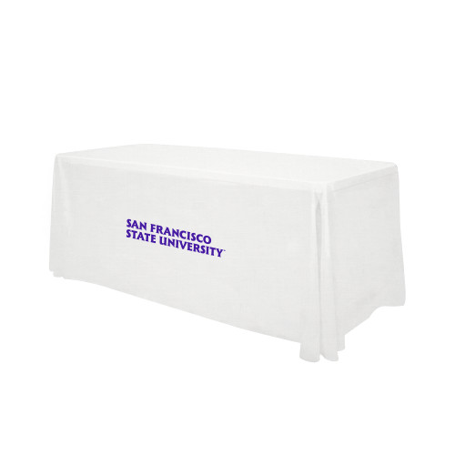  White 6 foot Table Throw - San Francisco State University Seal Wordmark