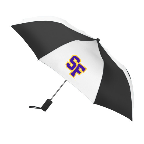  42 Inch Slim Stick Black/White Umbrella - SF Monogram