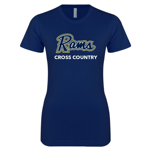  Next Level Womens Navy Boyfriend Tee - Cross Country