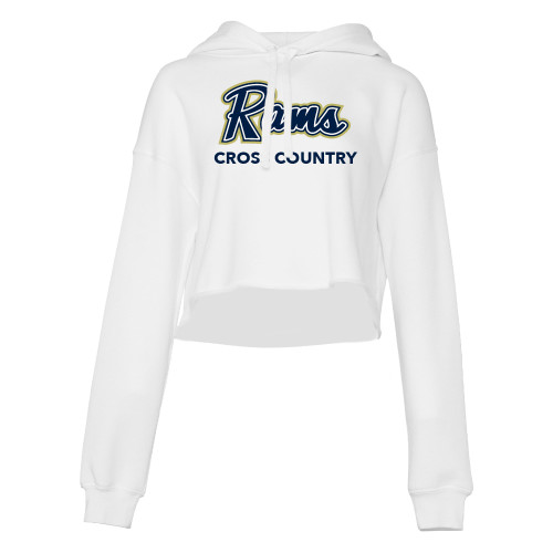  Bella + Canvas Womens White Cropped Fleece Hood - Cross Country
