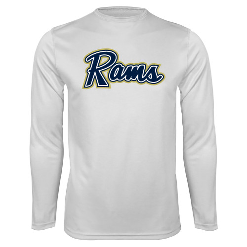  White Performance Long Sleeve Shirt - Rams Logo