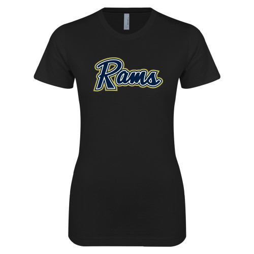  Next Level Womens Black Boyfriend Tee - Rams Logo