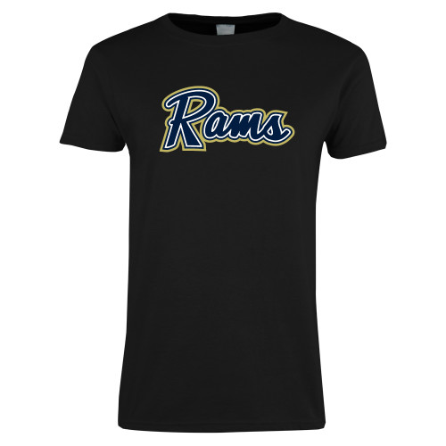  Womens Black Short Sleeve Tee - Rams Logo