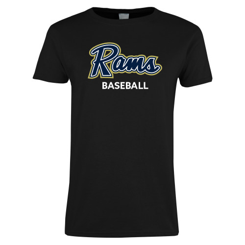  Womens Black Short Sleeve Tee - Baseball