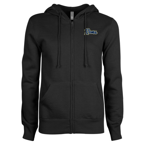  ENZA Womens Black Fleece Full Zip Hoodie - Rams Logo