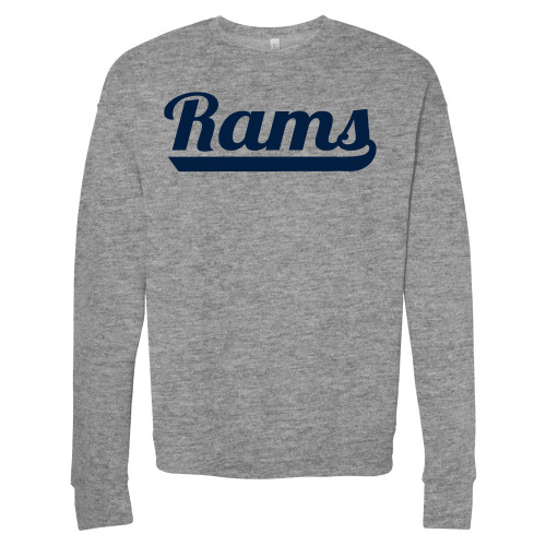  Bella + Canvas Heather Grey Fleece Crew - Rams Script Logo