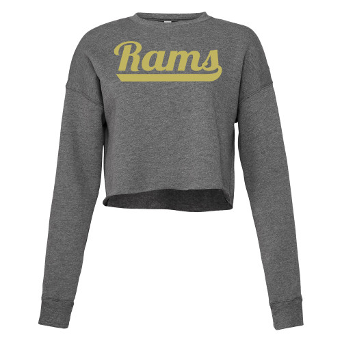  Bella + Canvas Womens Deep Heather Cropped Fleece Crew - Rams Script Logo