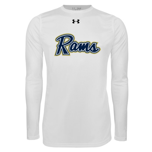  Under Armour White Long Sleeve Tech Tee - Rams Logo