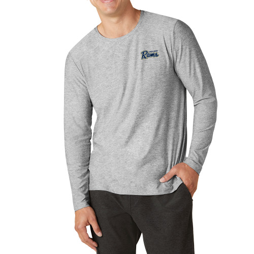  Beyond Yoga Mens Silver Mist Featherweight Crew Long Sleeve Tee  - Ram Script