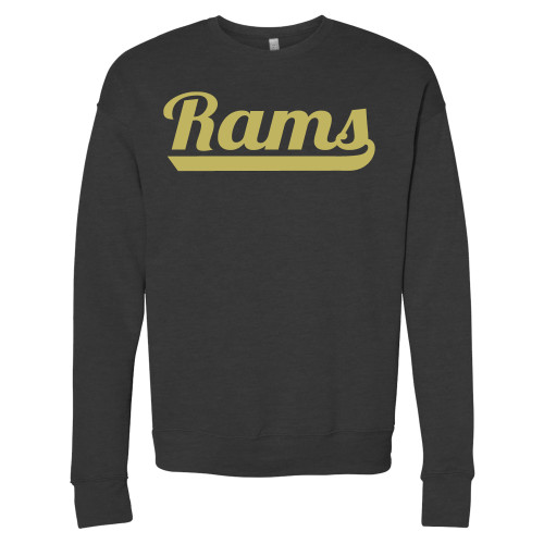  Bella + Canvas Dark Grey Heather Fleece Crew - Rams Script Logo