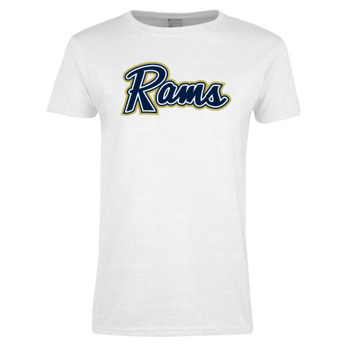  Womens White Short Sleeve Tee - Rams Logo