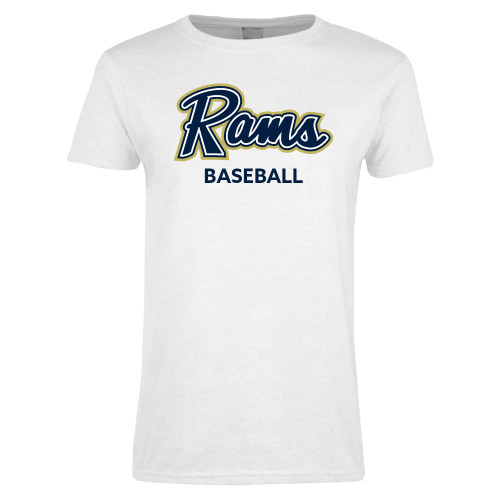  Womens White Short Sleeve Tee - Baseball