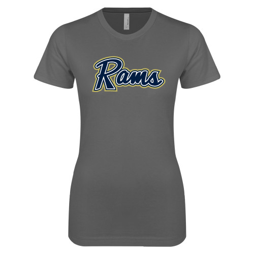  Next Level Womens Charcoal Boyfriend Tee - Rams Logo