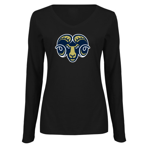 Shepherd Womens Black Long Sleeve V Neck Te