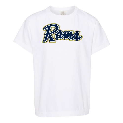  Comfort Colors Youth White T Shirt - Rams Logo