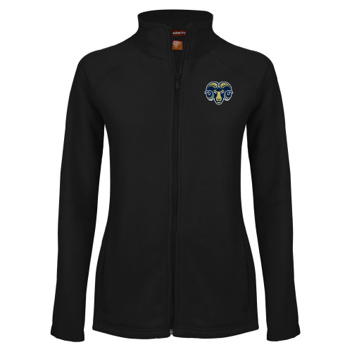  Womens Black Fleece Full Zip Jacket - Ram Head