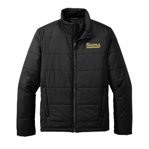  Black Puffer Jacket - Rams Script Logo