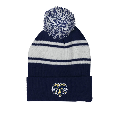 Shepherd Navy/White Two Tone Knit Pom Beanie w/Cuff