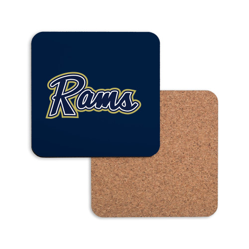  Hardboard Coaster w/Cork Backing - Rams Logo