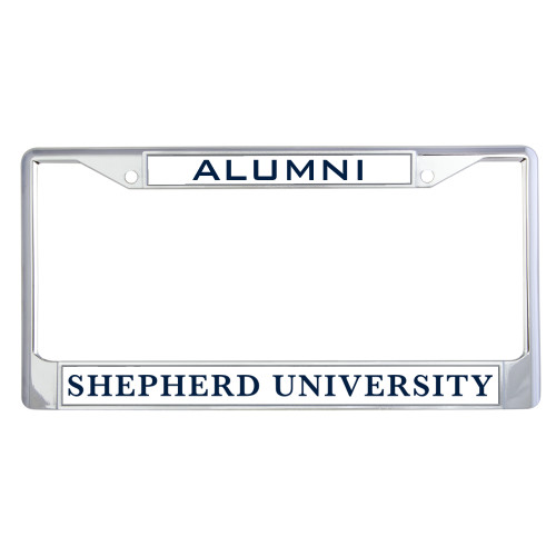 Shepherd Alumni Metal License Plate Frame in Chrome