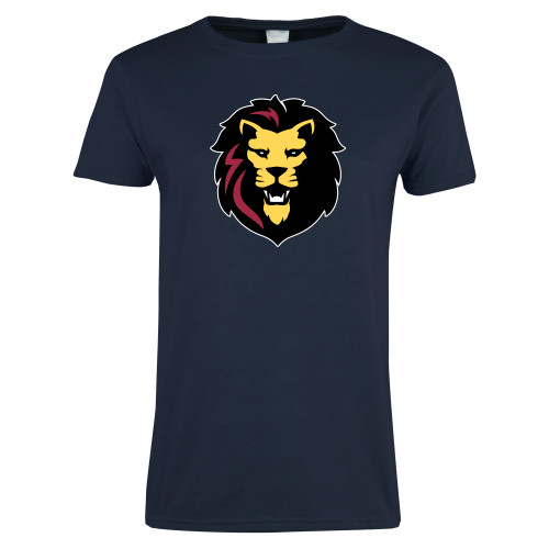 Womens Short Sleeve Navy Tee-Larry Lion