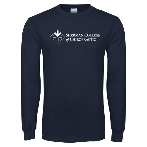 Navy Long Sleeve T-Shirt-College Logo