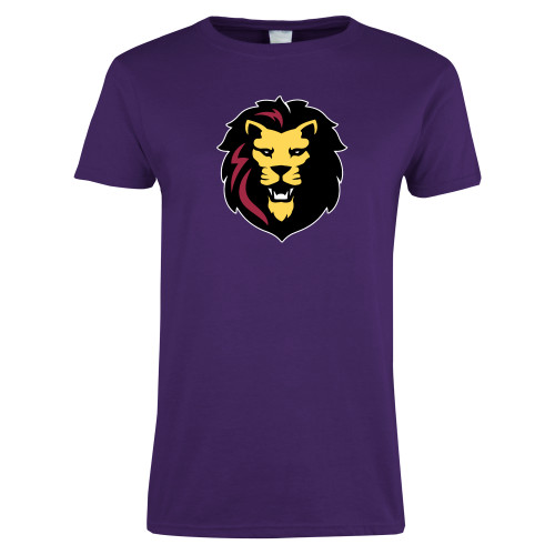 Womens Purple Short Sleeve Tee-Larry Lion