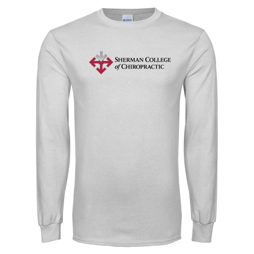 White Long Sleeve T Shirt-College Logo