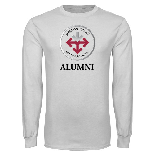 White Long Sleeve T Shirt-Alumni with Seal